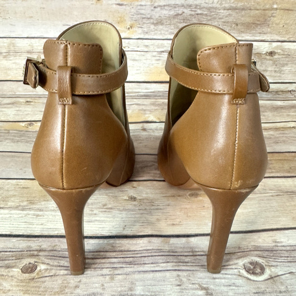 Michael Kors Womens Brown Leather Lawson Open Toe High Heel Bootie Size 6M - Picture 6 of 8